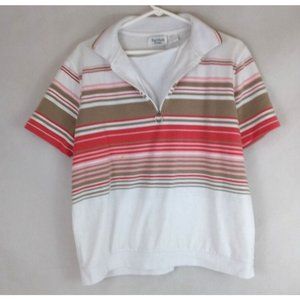 Hartfield Design Women's 1/4 Zip Striped Shirt Size XL